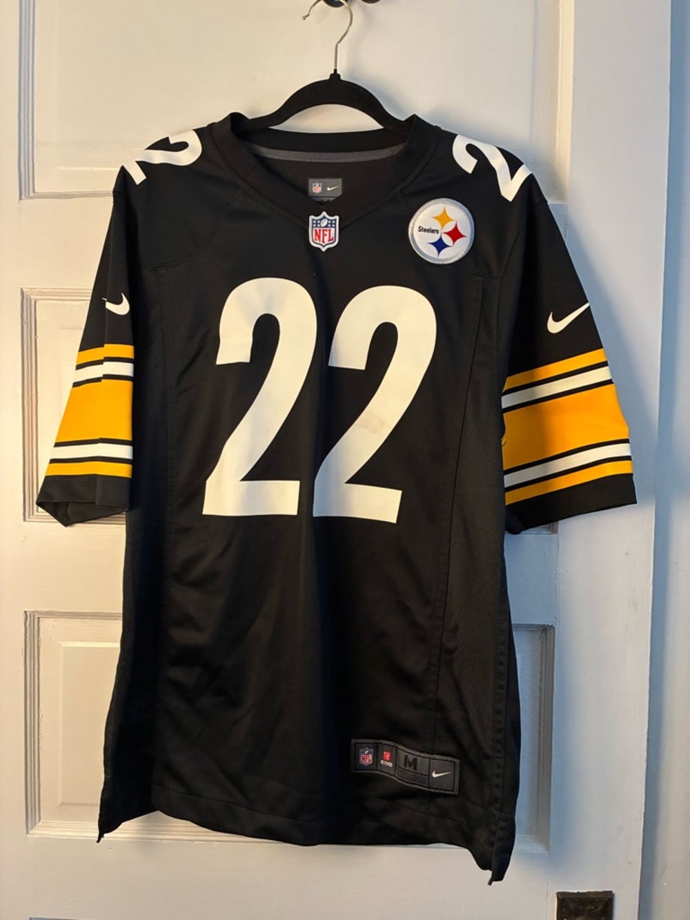 Nike Black and Gold #22 Football Jersey